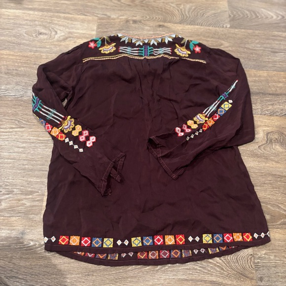 Johnny Was Free Spirit Embroidered Georgette Blouse Large Boho Luxe Relaxed Fit - Picture 7 of 8